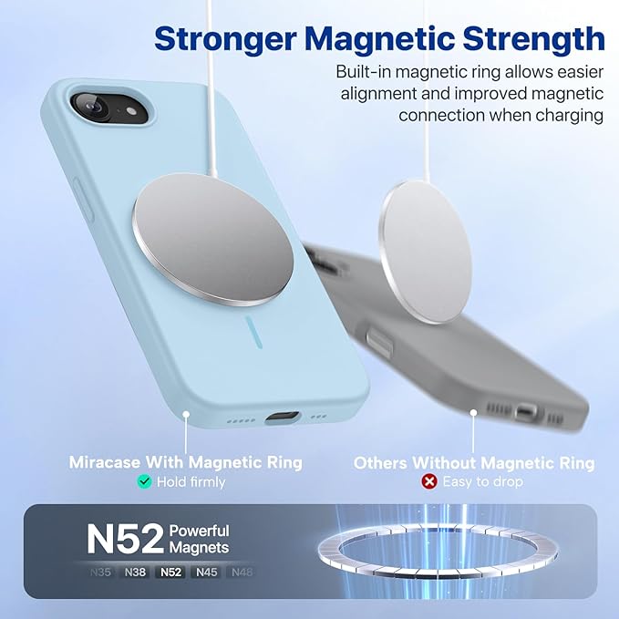 Miracase Magnetic for iPhone 17e Case & iPhone 16e Case, [Soft Anti-Scratch Microfiber Lining], Compatible with MagSafe, Silicone Shockproof Protection Phone Case for iPhone 17e/16e, Clove Purple