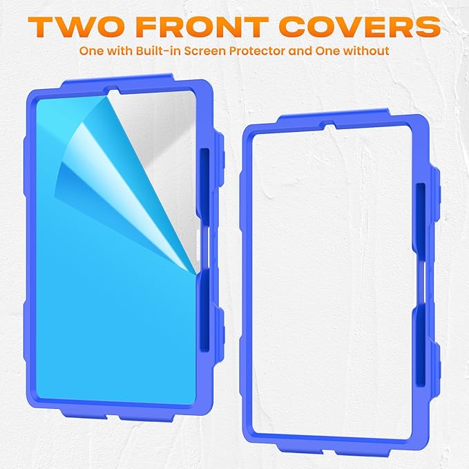 SEYMAC stock Case for iPad Pro 13-inch M5-M4 2025-2024, Shockproof Heavy Duty Case with Screen Protector, Pencil Holder, Rotating Stand, Hand Strap, Shoulder Strap, Blue