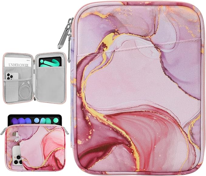 Dadanism 8-9 Inch Tablet Sleeve Bag Carrying Case for iPad mini 7th/6th 8.3", iPad mini 7.9", Galaxy Tab A7 Lite/A9 8.7", ‎Remarkable Paper Pro Move 7.3" 2025, Tab M8 8", Tab M9 9", Cloudy Pink