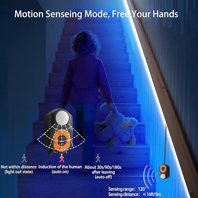 Motion Sensor LED Light Strip 2 x 10ft Under Bed Lights, RGB 3 Mode Motion Activated Bed Light with Music Sync and Timer, Dimmable Color Changing LED Lights for Bedroom Mother Day Gift