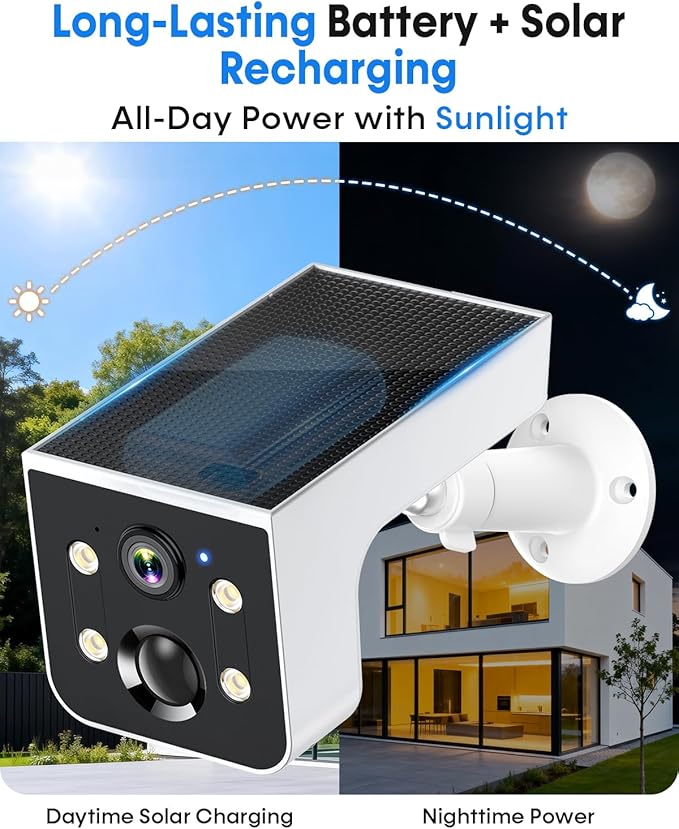 Thybro Solar Camera Outdoor Wireless 4 Pack - 2K HD, AI Motion Detection, Easy Setup, Waterproof, Color Night Vision, Two-Way Audio, Wi-Fi, Outdoor Surveillance for Yard & Driveway