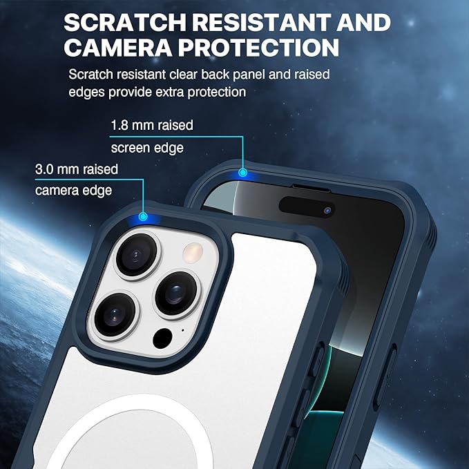 CENHUFO Magnetic Privacy for iPhone 16 Pro Max Case [Compatible with Magsafe] Full Body Phone Case Built-in 9H Tempered Glass Privacy Screen Protector Camera Lens Protector, Shockproof Cover -Blue