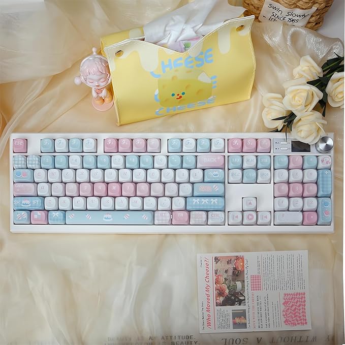 GMK104 Mechanical Keyboard Kit with Screen&Knob,VIA Programmable Hot Swap Gasket Mounted PCB Custom RGB Barebones Keyboard Wireless BT5.0/2.4GHz/USB-C Wired Full Size Gaming DIY Kit (White)