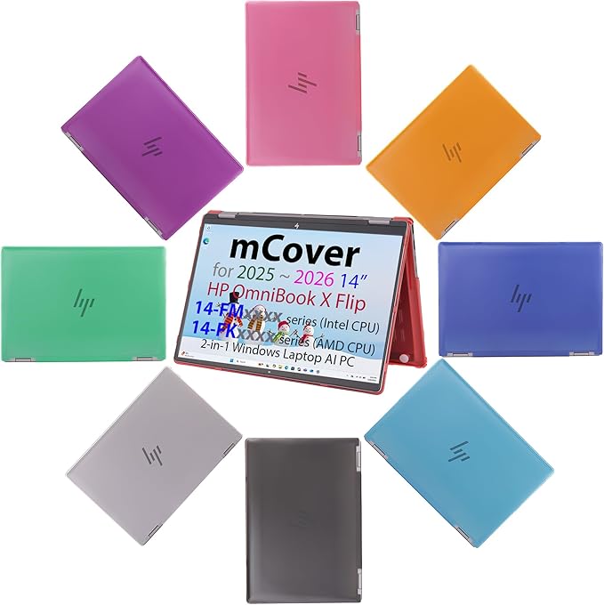 mCover Hard Case ONLY Compatible for 2025+ 14" HP OmniBook X Flip 14-FMxxxx 14-FKxxxx 2-in-1 (with 360° Hinge) Windows Laptop (NOT Fitting Any Other HP Models)- Green