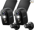 AOQEE Security Cameras Wireless Outdoor-2.4Ghz WiFi Cameras for Home Security, Battery Powered with Solar Panel, Color Night Vision, AI Motion Detection, SD Card/Cloud Storage, Work with Alexa, Y8 2P