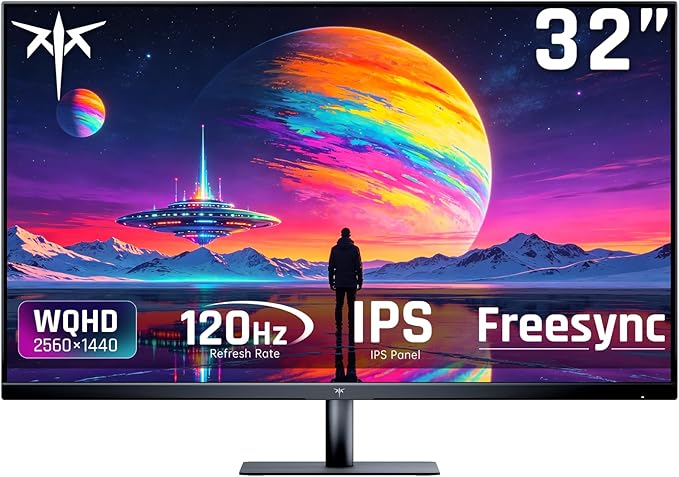 KTC 32 Inch 2K 120Hz Computer Monitor, IPS QHD 2560 x 1440p Monitor with Ultra-Thin Bezels, HDR10, Adaptive Sync, HDMI/Display Ports, Tilt Adjustable, Eyecare, for Office and Casual Gaming, H32T13