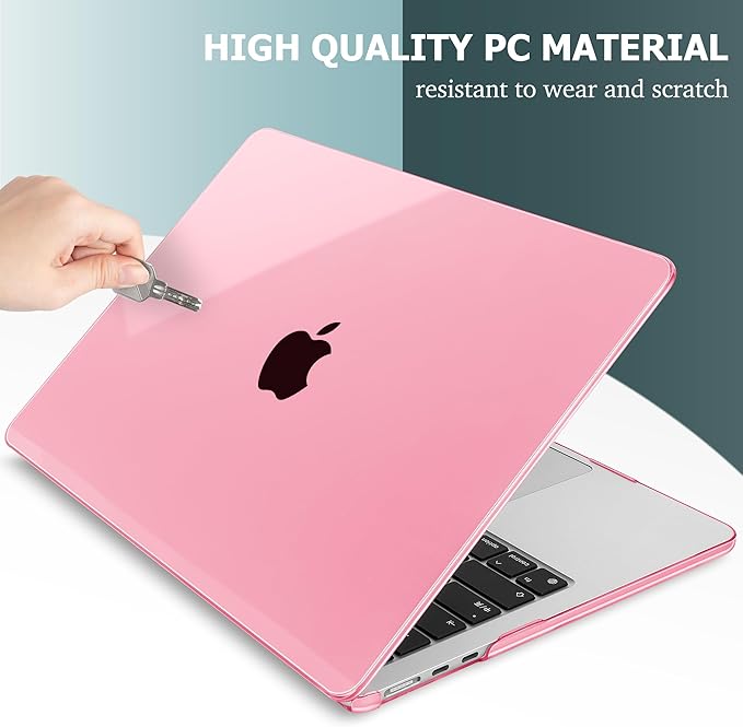 May Chen Case for MacBook Air 13/13.6-inch (M5/M4/M3/M2, 2022-2026 Models A3449 A3240 A3113 A2681), Lightweight | Closes Seamlessly | Ideal for Work Hard Shell Case, Crystal Pink