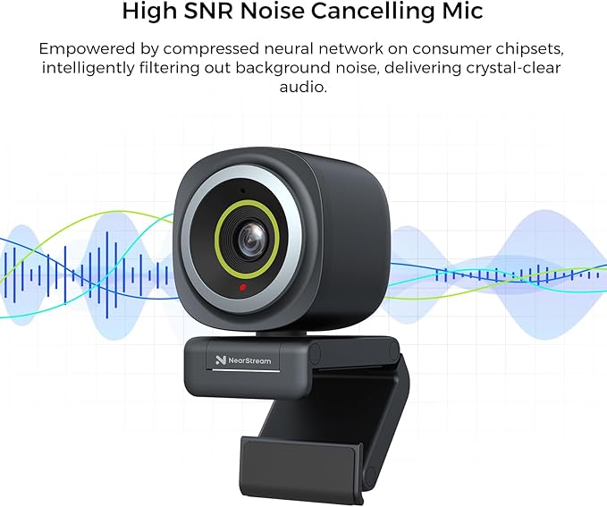 NearStream 2K Webcam for PC, Full HD 1080P Webcam with Noise-Canceling Mic, Auto Focus,Software Control, Adjustable FOV, Plug&Play, Compact Web Camera for Desktop Computer for Zoom/Skype/Teams (V02AF)