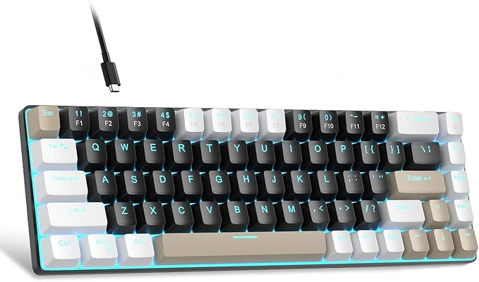 MageGee Portable 60% Mechanical Gaming Keyboard, MK-Box LED Backlit Compact 68 Keys Mini Wired Office Keyboard with Brown Switch for Windows Laptop PC Mac - Black/Coffee Color