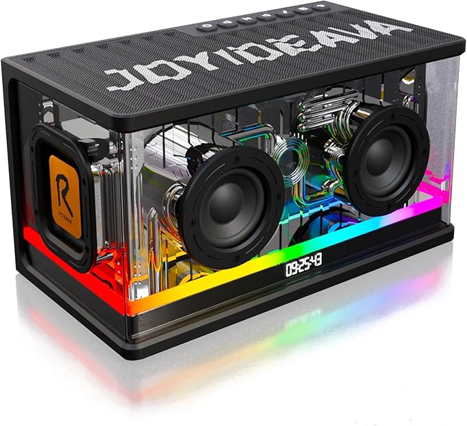 Bluetooth Speaker Ultra Heavy Bass 40W RGB Light Cyber Mechanical Industrial Style Bluetooth 5.0 Wireless Stereo Sound Speaker for Indoor and Computer Room (Black)