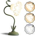 Flower Table Lamp Bedside Lamps LED Reading Light,3 Color Modes Cute Small Lamp,Vintage Flower Lamp Kawaii Table Lamp for Bedroom Living Room Office Dorm Desk Home Decor (Pearl Green lamp)