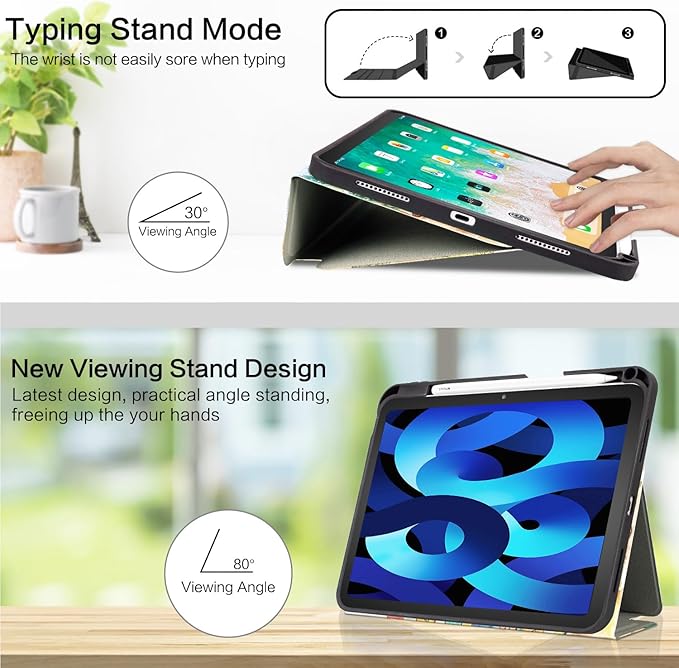 Vimorco for iPad Air 11 Inch Case M4 2026, for iPad Air 5th/4th Gen Cases 10.9-inch, Fit iPad Pro 11 Inch Case 4th/3rd/2nd/1st Generation,Pencil Holder/4 Viewing Stands/Typing Stand,Black Dot Notebook