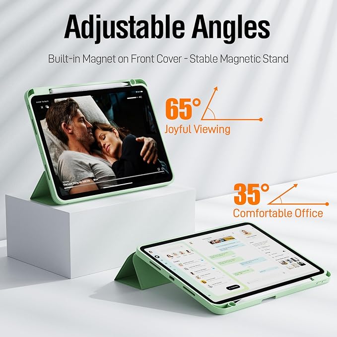 ZOVEEK iPad Pro 11 Inch Case 4th/3rd/2nd/1st Generation (2022/2021/2020/2018) with Pencil Holder, Magnetic Smart Cover with Stand, Supports 2nd Gen Pencil Charging, Auto Wake/Sleep (Matcha Green)