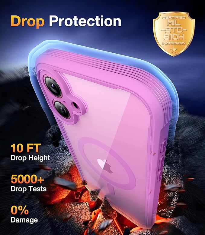 Diaclara Magnetic Designed for iPhone 16 Case, Compatible with MagSafe Built-in Touch Sensitive Anti-Scratch Screen Protector, Upgraded [Full Camera Protection] for iPhone 16 6.1" (Pink)