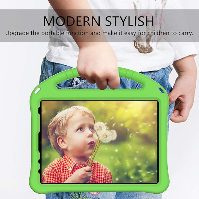 Shockproof Case for Apple iPad A16 11 Inch 2025 11th Gen/iPad 10th Generation 2025 10.9", with Shoulder Strap Soft EVA Handle Design Foldable Kickstand Kids Friendly Cover for Girls Boys, Green