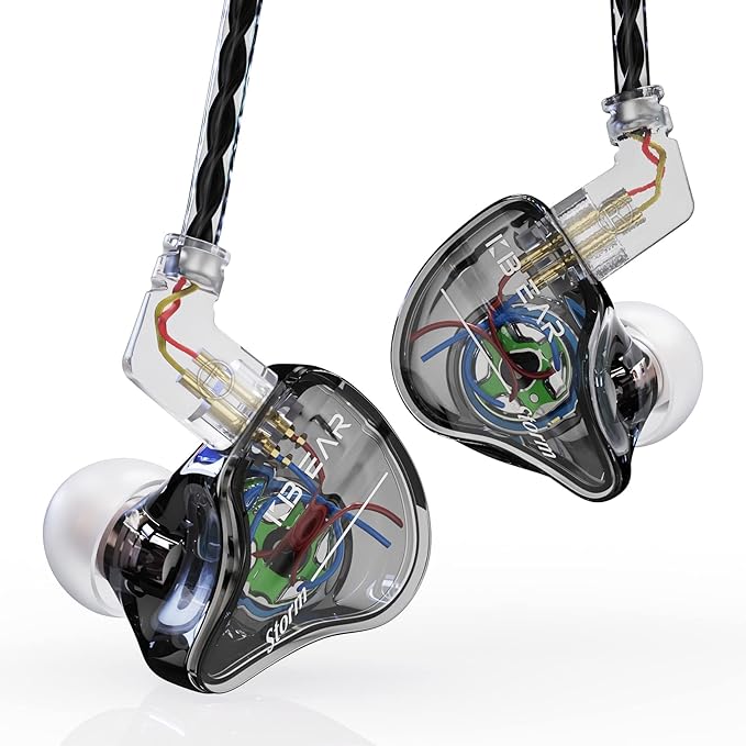 YINYOO KBEAR Storm Professional in Ear Headphones Monitor Earphones for Singers Drummers Musicians Bassists, Custom Wired Earbuds IEM, Hi Res Detachable OFC Silver-Plated Cable Auriculares