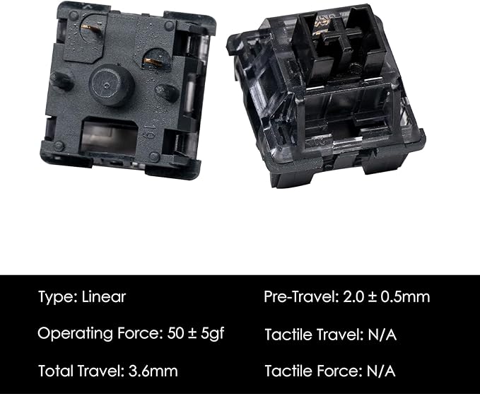 Akko V3 Creamy Black Pro Keyboard Switch with Dustproof Stem for Mechanical Gaming Keyboard, 5-Pin Linear Switches (45pcs)