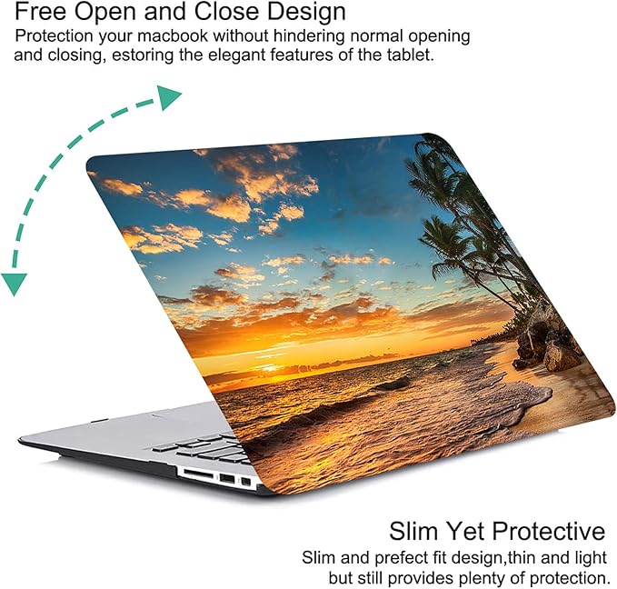 Compatible with MacBook Air 13 inch Case 2022 2021 2020 2019 2018 Release M1 A2337 A2179 A1932, Protective Plastic Hard Shell Case & Keyboard Cover, Has Logo Cutout, Beach Theme