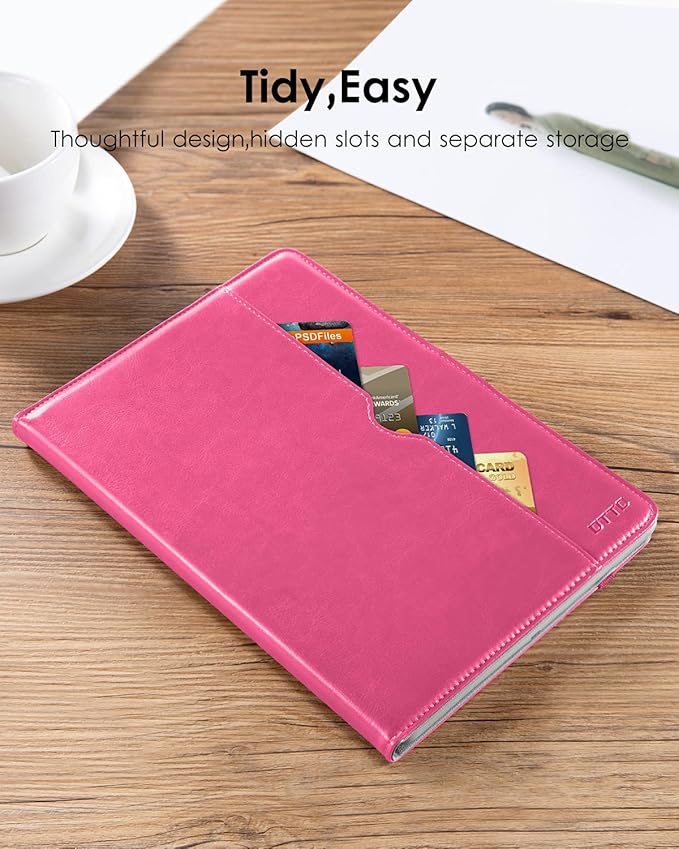 DTTO for iPad 9.7 Inch 5th/6th Generation 2018/2017 Case with Apple Pencil Holder, Premium Leather Folio Stand Cover Case for Apple iPad 9.7 inch, Also Fit iPad Pro 9.7/Air 2/Air - Rose Red