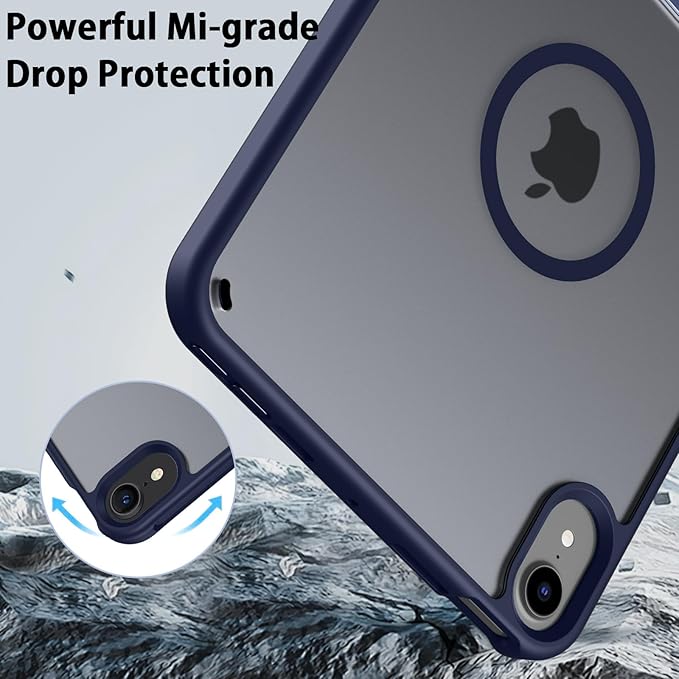 Telaso for iPad mini 7 A17 Pro 2024/iPad Mini 6 2021 Case, iPad mini 7th/6th Gen Magnetic Case with Invisible Portrait/Landscape Stand Translucent Matte Back Soft TPU Bumper Cover, Navy Blue