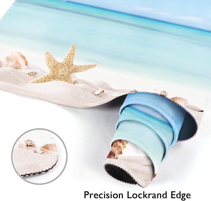 Britimes Summer Beach Sea Shells Large Mouse Pad Non-Slip Starfish Shore Sun Desk Pad Keyboard and Mouse Desk Mat Gaming Mousepad for Game, Office & Home, 31.5 x 15.7 in