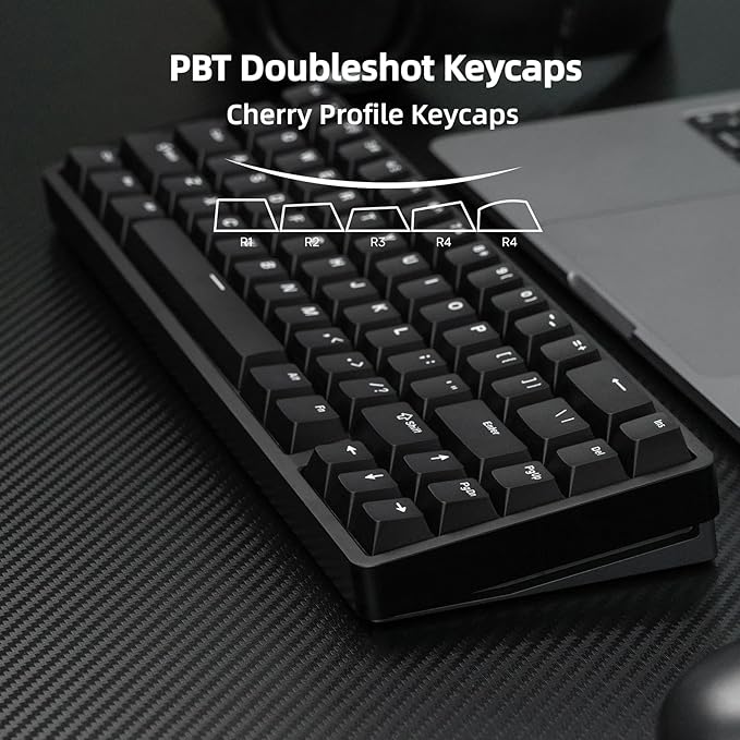 OOCTPK Chilkey ND65 Wired Aluminum Mechanical Keyboard, 65% Layout Portable Gaming Keyboard, PBT Doubleshot Keycaps, Hot Swappable Custom Key Board for Laptop and Office PC - Black