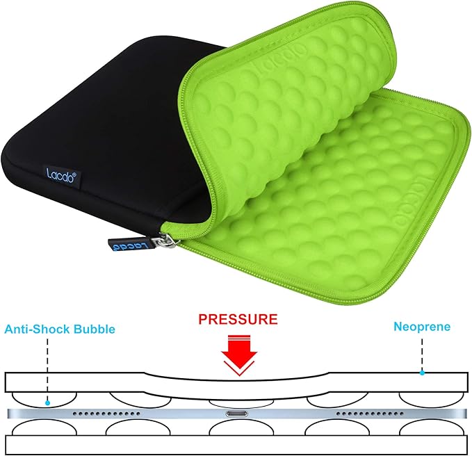 iPad Mini 7 Sleeve, iPad Mini Case Bag, Lacdo Shockproof Tablet Sleeve Case for iPad Mini 7,6,5,4,3,2 / Samsung Galaxy Tab A7 Lite 8.7" /Tab A 8.0" Protective iPad mini Sleeves Tablet Bag, Green/Black