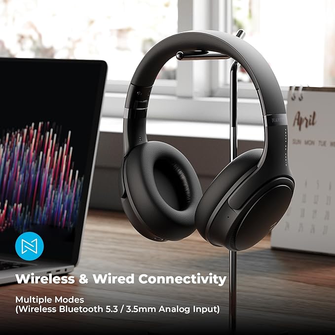 havit Active Noise Cancelling Headphones, Wireless Headphones Over Ear, Foldable Bluetooth 5.3 Over The Ear Headphone, 50H Playtime, HD Stereo Sound, Custom EQ via App for Travel, Office, Home