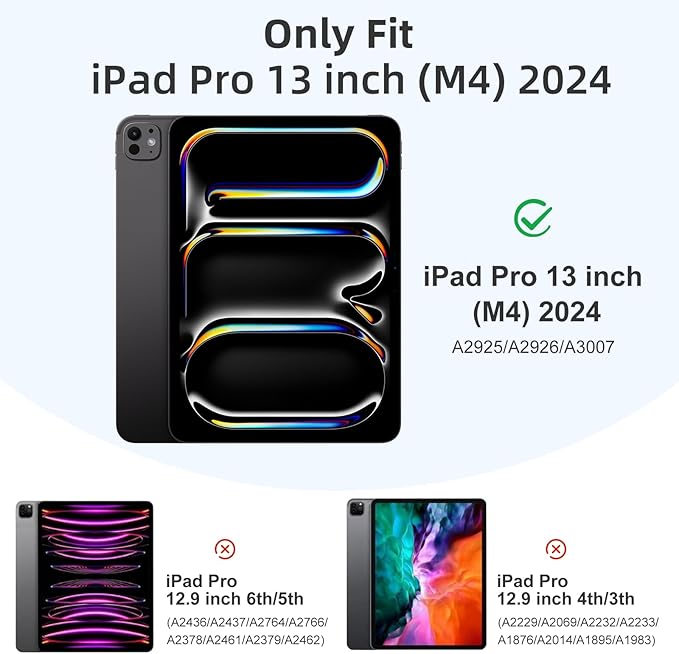 Compatible with iPad Pro 13 Inch Case M5 2025/ M4 2024, Soft TPU Back Cover for iPad 13 Pro Case, with Pencil Pro & (USB-C) Holder, Trifold Stand, Auto Wake/Sleep, Aurora Blue