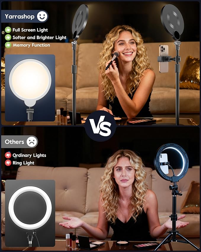 2 Packs Desk Ring Light with Stand, Adjustable Desktop Light with Phone Holder for Video Calls, Zoom Lighting for Computer/Laptop/Conference/Webcam, Video Light for Recording, Podcast,Photography