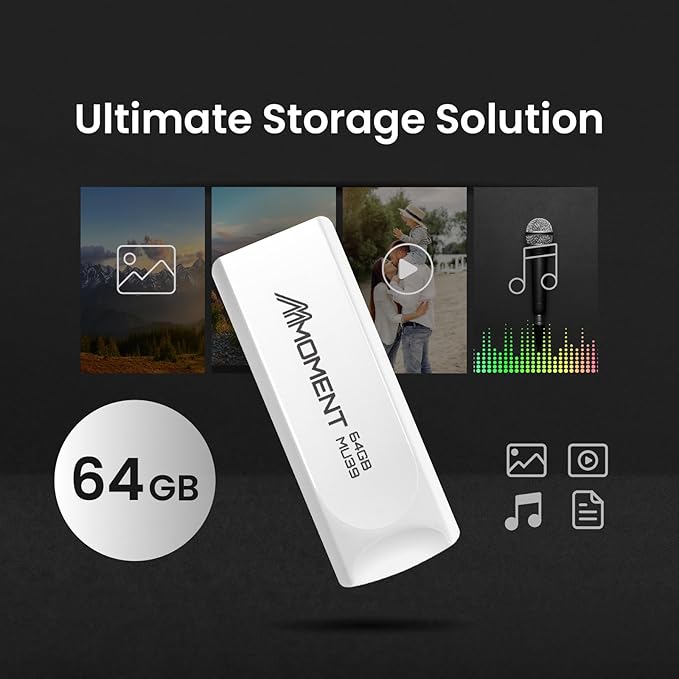 MMOMENT 64GB (10 Pack) MU39 USB Flash Drive– USB 3.2 Retractable Thumb Drive with Sliding Connector, Up to 100MB/s Read, 30MB/s Write – Plug & Play Memory Stick for PC, Mac, TV, Car