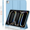 iMieet Case for iPad Pro 11 Inch (M5) 2025 /(M4) 2024 5th Gen, Trifold Stand Smart Cover with Pencil Holder and Soft TPU Back, Auto Wake/Sleep (Azure Blue)
