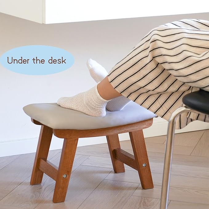 Sosola Foot Stool with Leather Cover,Foot Rest Made of Wooden for Couch,Bench,Sofa,Under Office Desk
