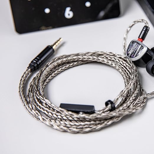 Linsoul Tripowin Zonie HiFi in-Ear Monitor Upgrade Cable, with Omni Mic, 16-Core Silver-Plated SPC Earphone Cable, Type-C/3.5mm Options, 1.25m SPC Tangle-Free Wire for Audiophiles(3.5MM,2PIN)