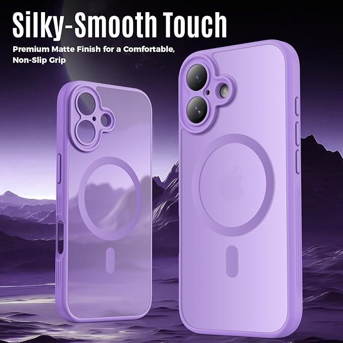 Symcele Designed for iPhone 17 Case, Compatible with MagSafe, [Camera Protection] [15FT Military Droptection] Shockproof Translucent Matte Anti-Slip Phone Case, 6.3", Light Purple