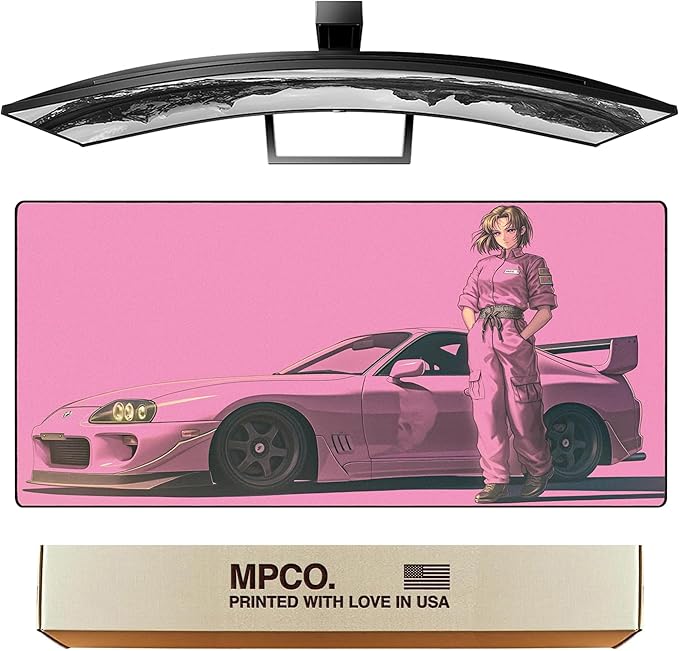 MPCO. Original Large Gaming Desk Mat – 36" x 17" Aeroglyde Manga Motors Shinobu-s-Supra Full Desk Mouse Pad for Smooth Precision – Non-Slip, Washable Extra-Large PC Mouse Pad for Gaming Sessions