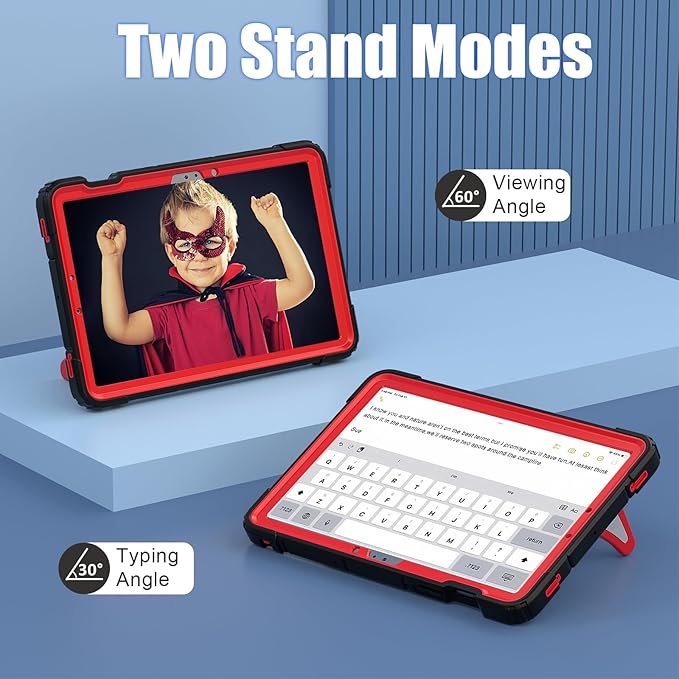 AKABEILA Compatible with Samsung Galaxy Tab S10 FE 2025/Tab S10 Lite 2025 Tablet Case，Lightweight Shockproof Rugged Protective Cover with Kickstand for Kids Children Boys Babies Black Red