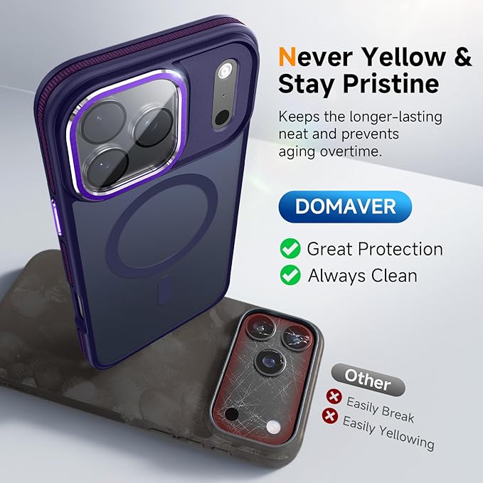 Magnetic 3 in 1 for iPhone 17 Pro Max Case, [Omni-Directional Protection] with 1x Screen Protector + 1x Camera Cover, [Seamless Work with Magsafe] Protective Silm Case for iPhone 17 Pro Max Purple