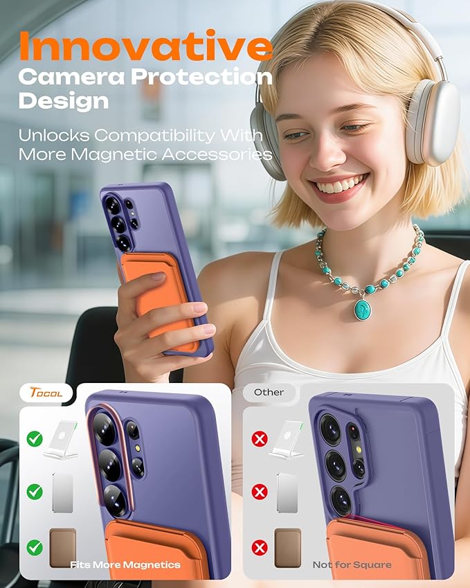 TOCOL for Samsung Galaxy S26 Ultra Case, Built-in Magnetic Ring, Drop Protection, Slim Translucent Matte Phone Case for Galaxy S26 Ultra 6.9 inch (Lavender Gray)