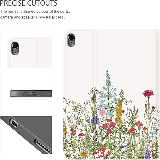 iPad Air 11 Inch Case (M4/M3/M2) 2026/2025/2024, iPad Air 5th/4th Generation Case 10.9 Inch 2022/2020 Women Girls Multi-Angle Viewing with Adjustable Stand Shockproof Auto Wake/Sleep, Flowers