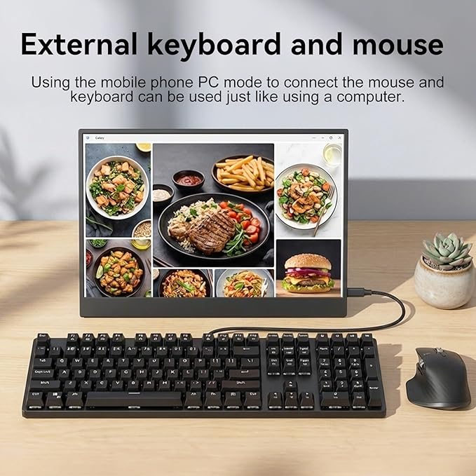 Portable Monitor 14 inch 2.2K QHD USB C HDMIUltra-Slim IPS Travel Display & Speakers, HDR Plug&Play,External Monitor for Laptop PC, Phone,Mac (14.1")