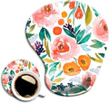 DOOKE Ergonomic Mouse Pad with Wrist Support and Coaster,Mouse Pads with Non-Slip PU Base for Home Office Working Studying Easy Typing & Pain Relief Pretty Floral