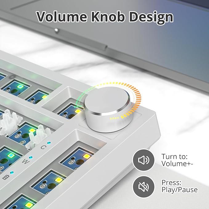 75% Custom Barebones Keyboard Kit Gamer ，Blank DIY Mechanical Gaming Keyboard PCB with Gasket Hot Swappable 3pin/5pin Switch RGB for Win/Mac (V400 White Kit)