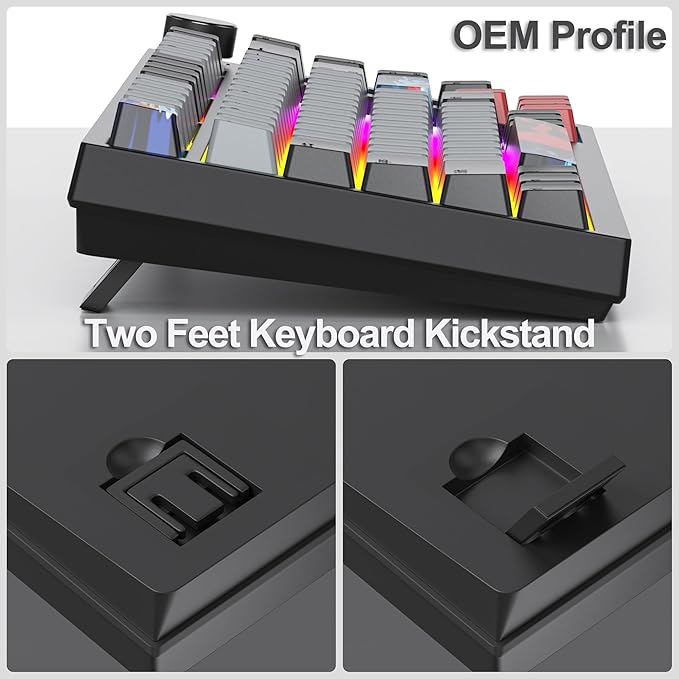 Fogruaden Wired 75% Mechanical Keyboard, Hot Swappable Gasket Mount With Red Switch, RGB Backlit 82 Keys TKL, NKRO Compact Gaming With Knob (Dolch)