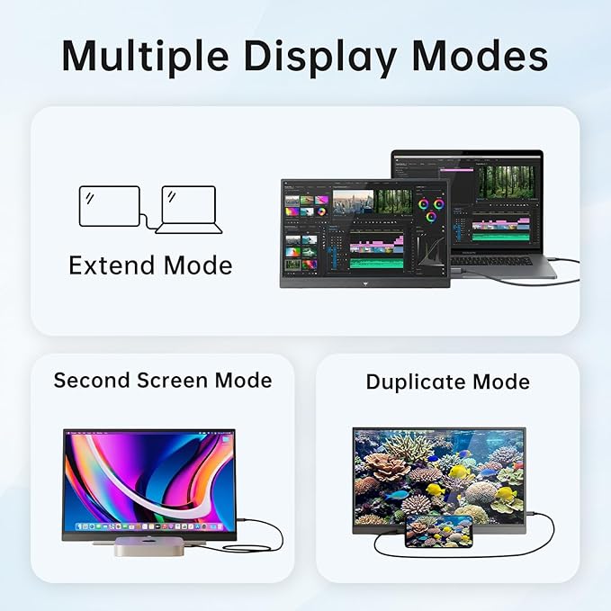 KTC Portable Monitor 15.6 Inch FHD 1080P Travel Monitor for Laptop, MacBook Phone PS5 Xbox Switch, HDMI USB C, HDR, IPS Slim Second Screen with Built-in Speakers