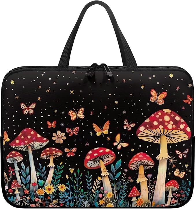 13 Inch Mushroom Forest Laptop Sleeve, Laptop Cover Computer Bag Tablet Carrying Case with Handle Tote Bags Notebook Case Handbag Messenger Briefcase for Travel/Business/School/Work