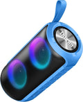 Bluetooth Speaker with 360°HD Stereo Sound, BT5.3, Built-in Mic, RGB Lights, NEW Portable Wireless Speaker IPX7 Waterproof, 12H Playtime, Speaker for Outdoors, Home/Trip/Ideal Gift for Men Women, Blue