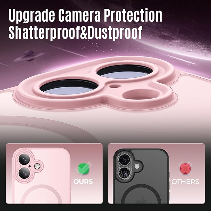 Symcele Designed for iPhone 17 Case, Compatible with MagSafe, [Camera Protection] [15FT Military Droptection] Shockproof Translucent Matte Anti-Slip Phone Case, 6.3", Pink