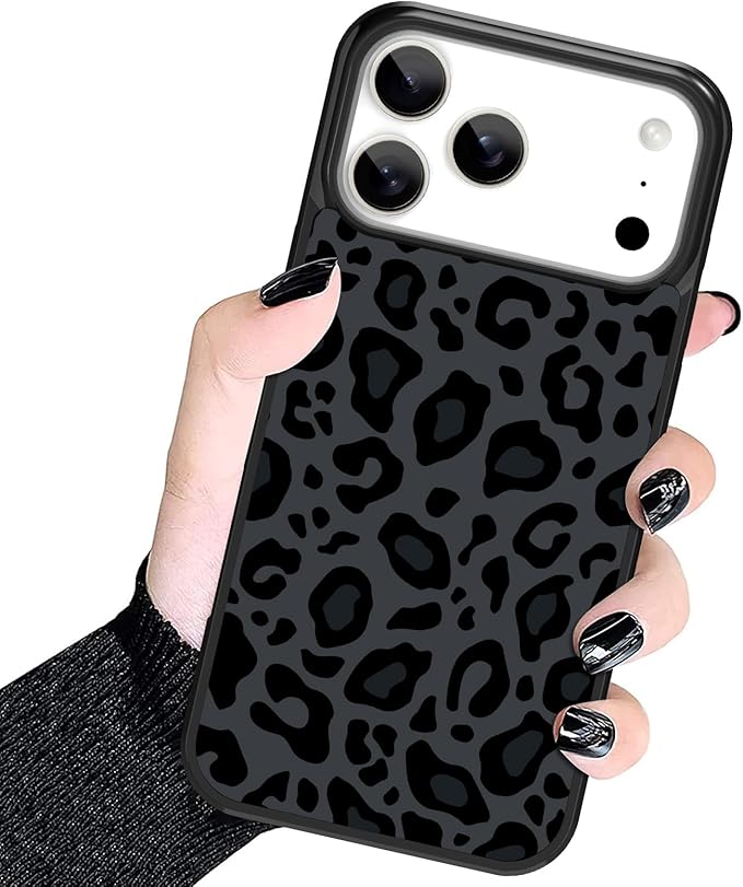 KANGHAR Case Compatible with iPhone 17 Pro,Black Leopard Design,Tire Texture Non-Slip +Shockproof Rugged TPU Protective Case for iPhone 17 Pro 6.3 Inch