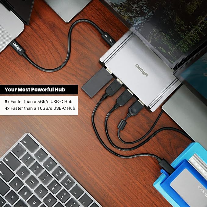 CalDigit Thunderbolt 4 Element Hub - Universal Multi-Port Hub, 4X Thunderbolt 4/USB4 Ports, 4X USB 3.2 Gen2 10Gb/s Ports, Up to Single 8K or Dual 4K 60Hz Displays, 60W Charging with 0.8m Cable